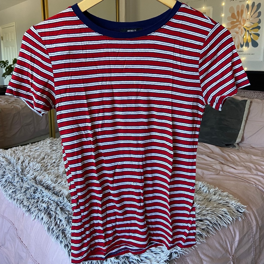 Forever 21 Red, Navy, and White striped T-shirt